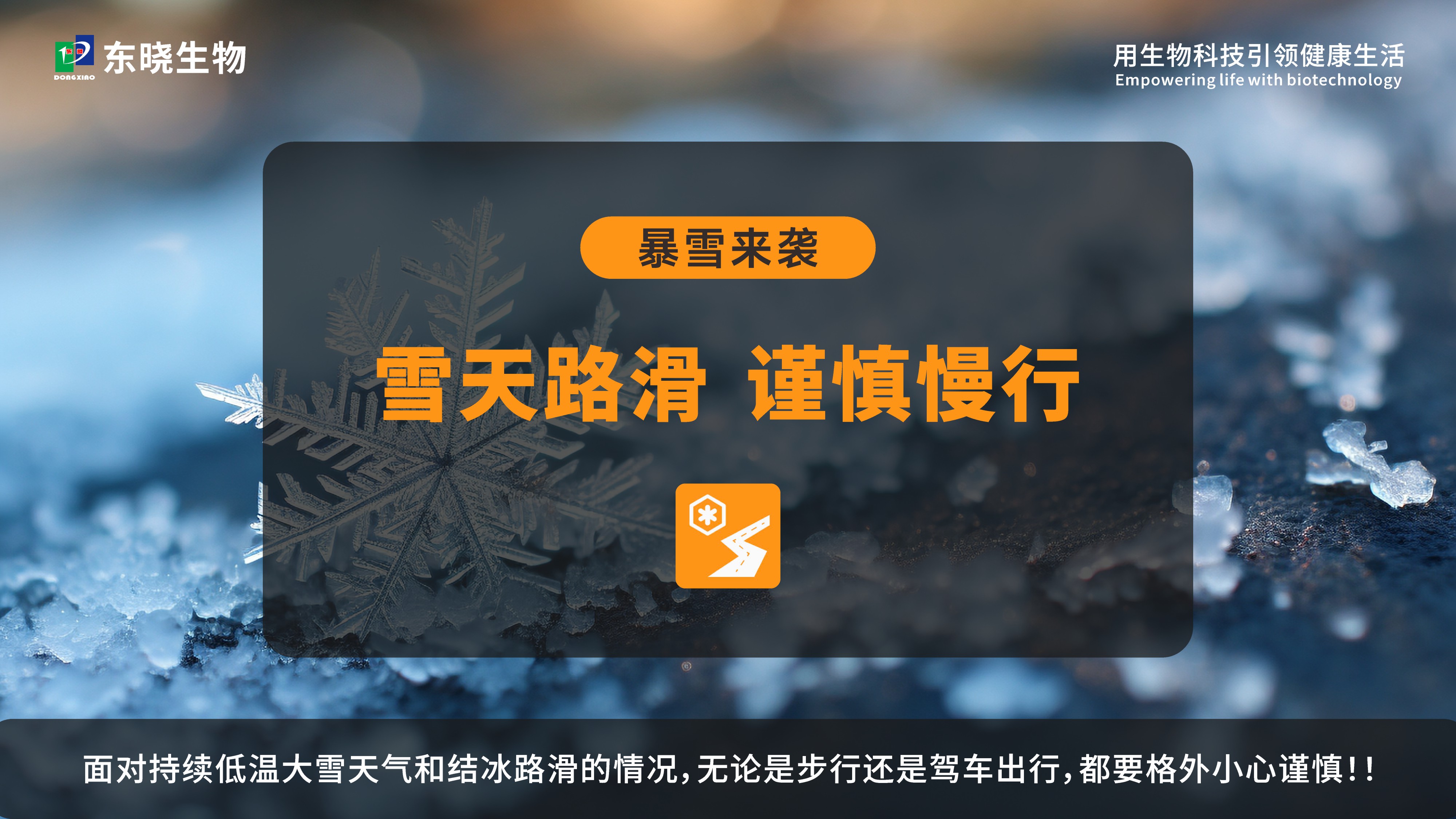 瑞雪兆丰年，尊龙凯时生物提醒您注意出行安全